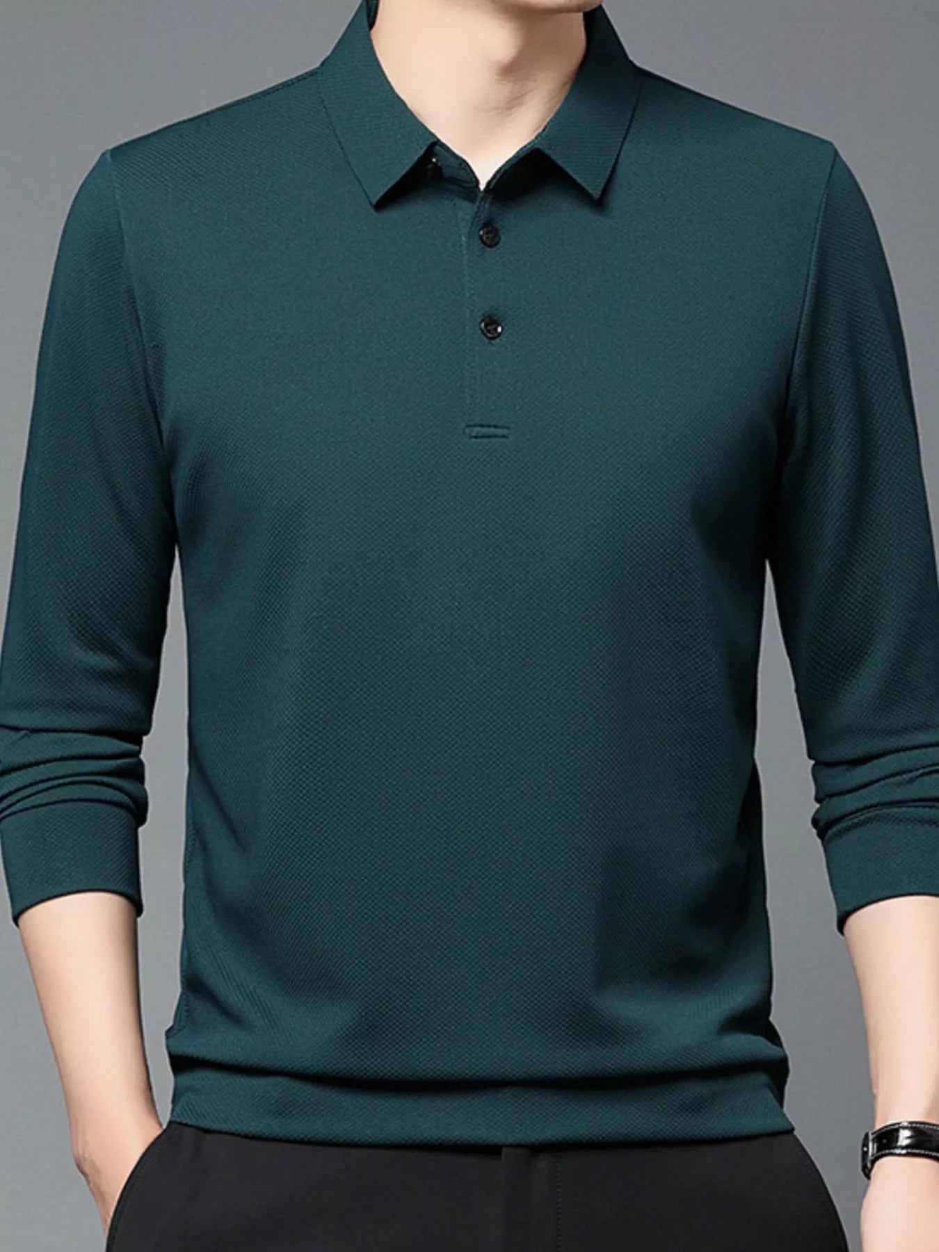 Men's Plus Size Classic Fit Long Sleeve Polo - PBNJ FASHIONS