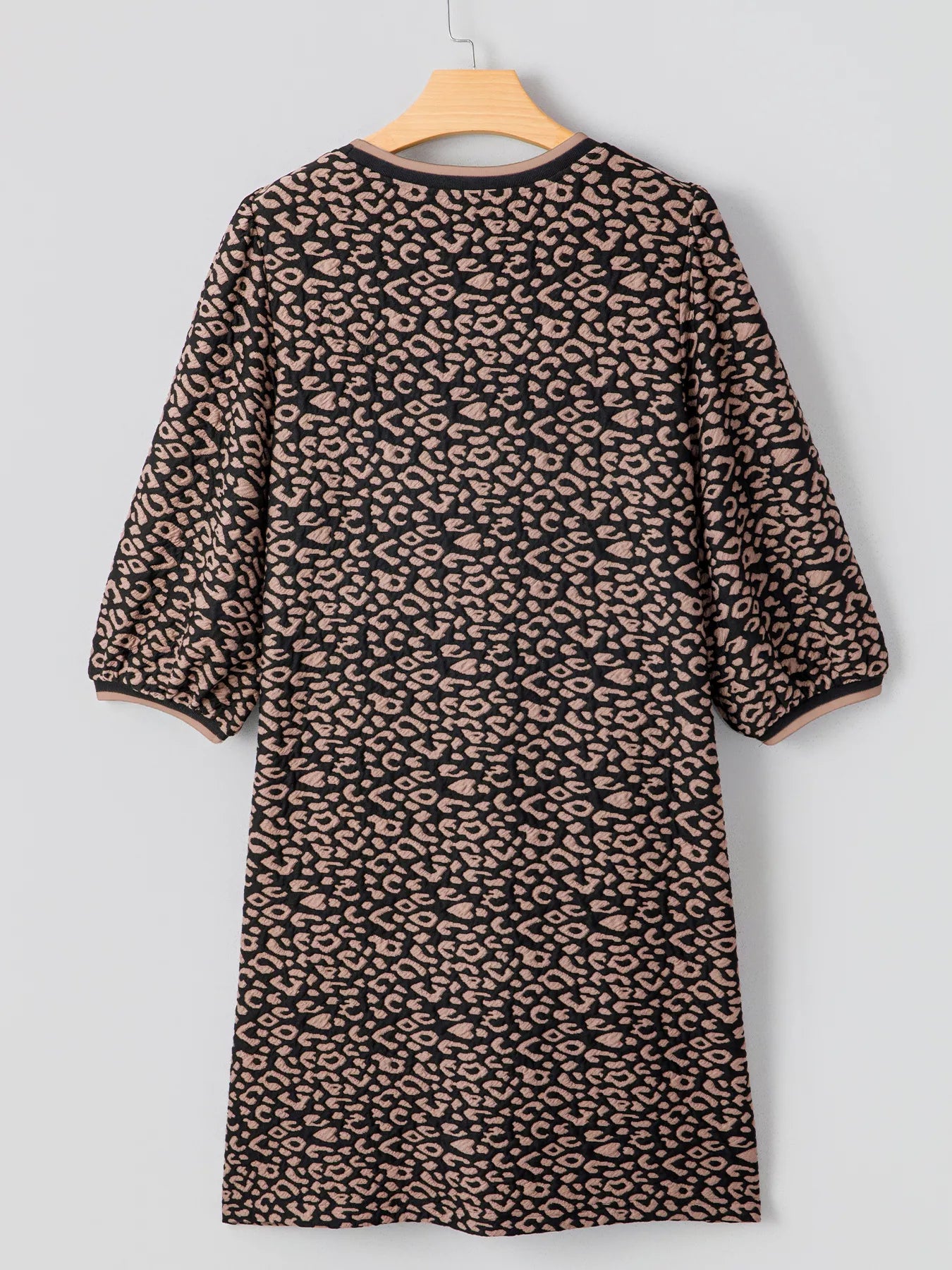Leopard Print Bubble Sleeve Shift Mini Dress - PBNJ FASHIONS