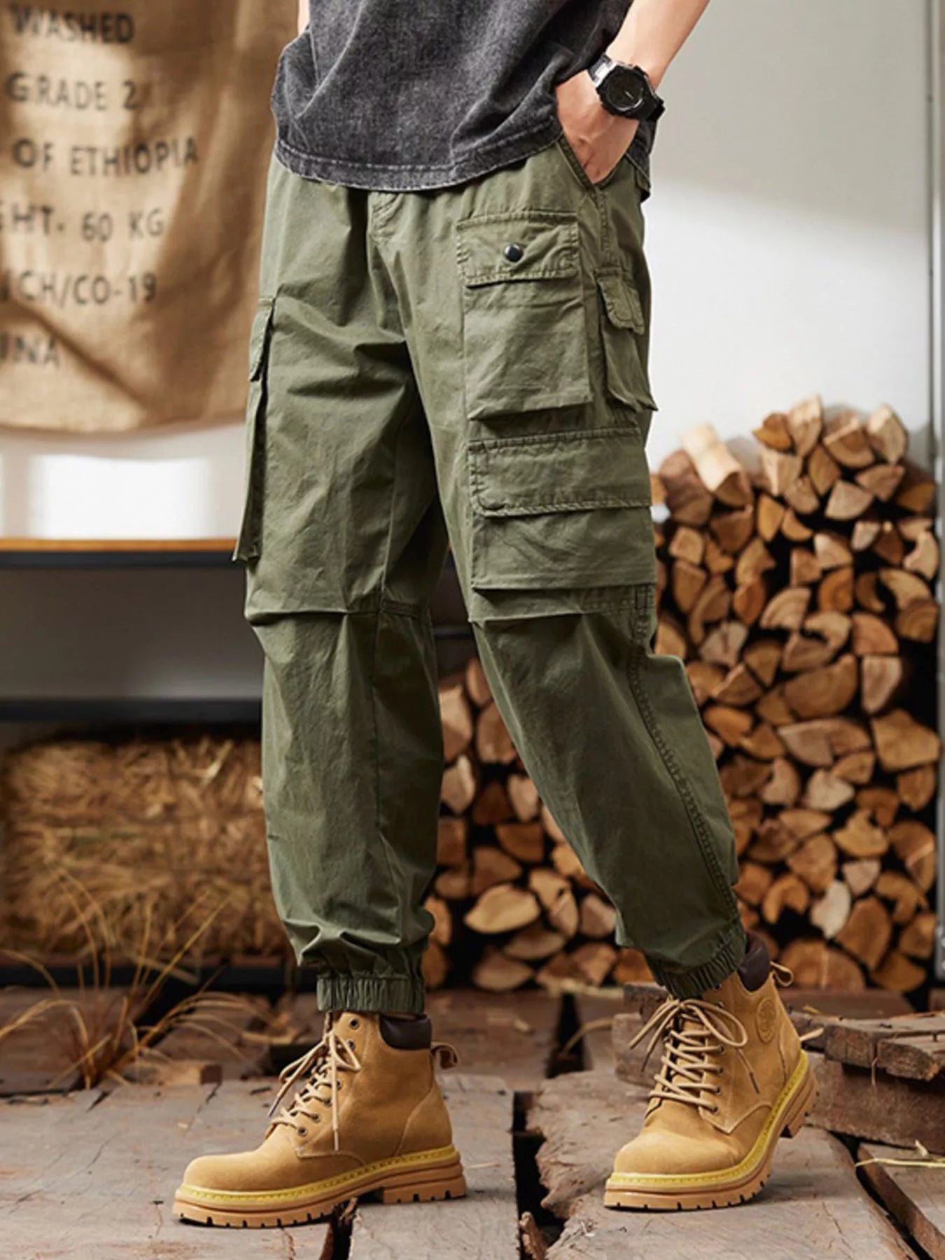 Men's Plus Size Relaxed Fit Multi - Pocket Cargo Pants - PBNJ FASHIONS