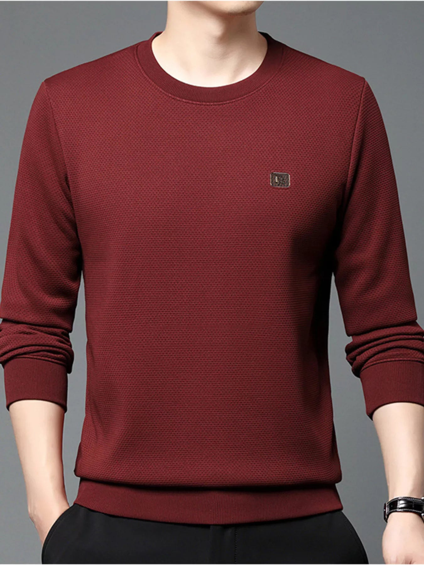 Men's Plus Size Long Sleeve Textured Casual T-Shirt - PBNJ FASHIONS