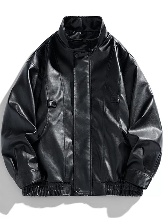 Men's Plus Size Urban Style Faux Leather Jacket - PBNJ FASHIONS