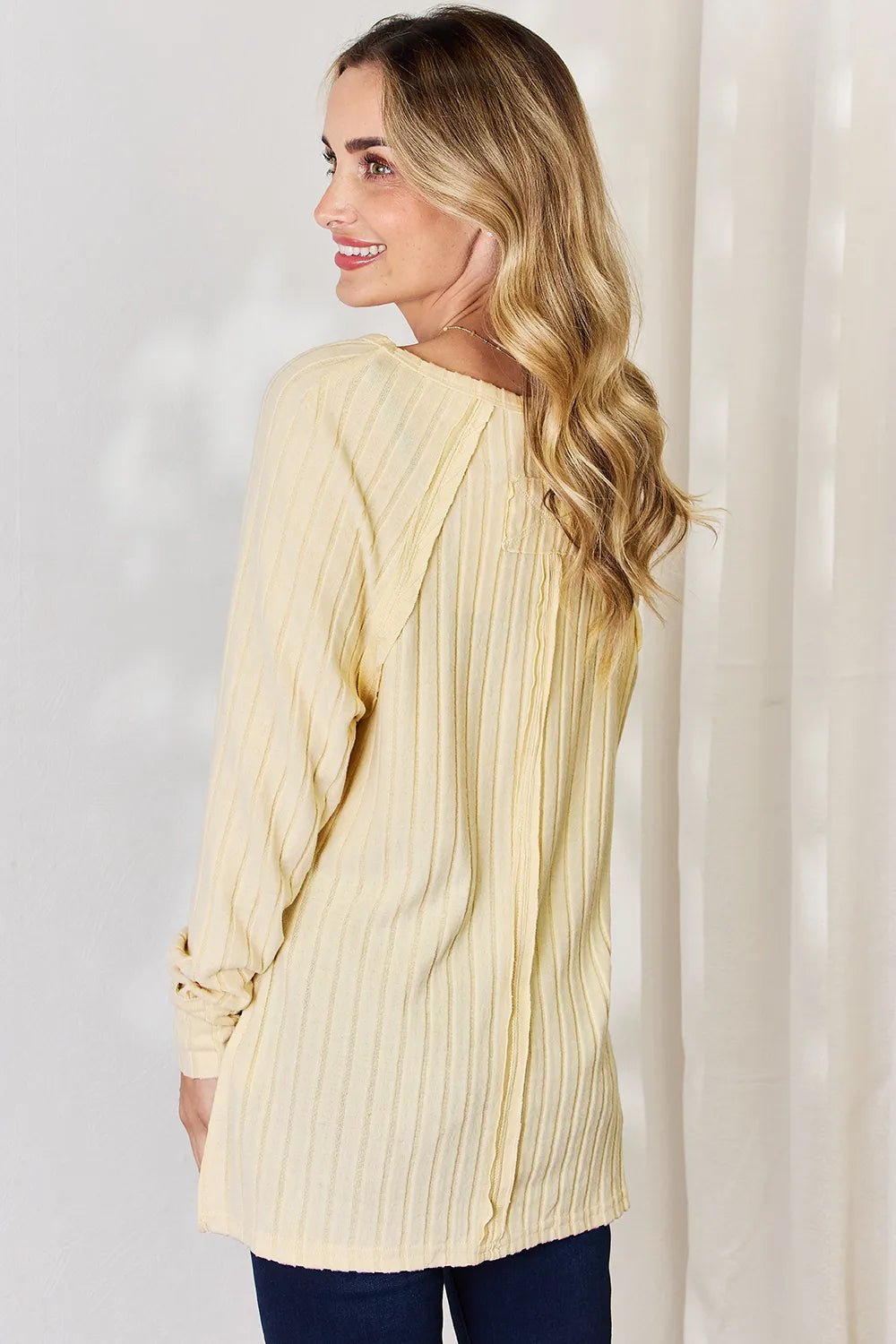 Basic Bae Full Size Ribbed Round Neck Slit T-Shirt - PBNJ FASHIONS