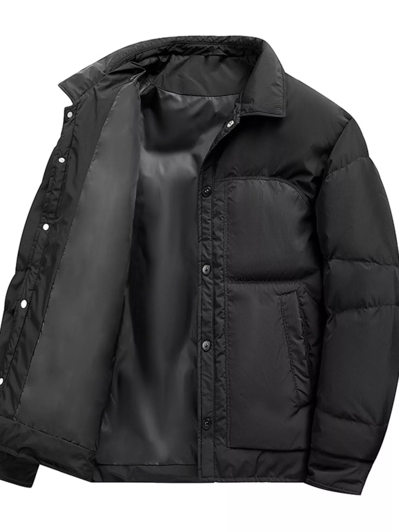 Men's Plus Size Snap Down Puffer Jacket - PBNJ FASHIONS