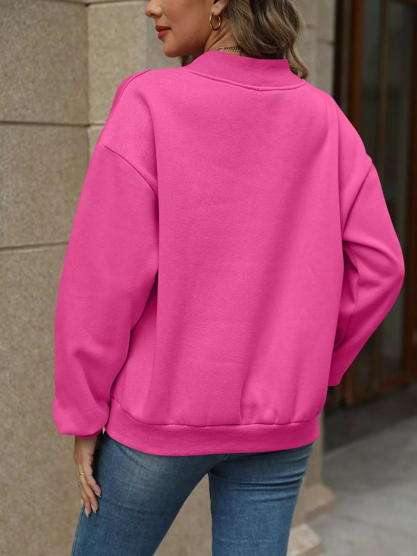 V - Neck Solid Color Casual Sweatshirt - PBNJ FASHIONS