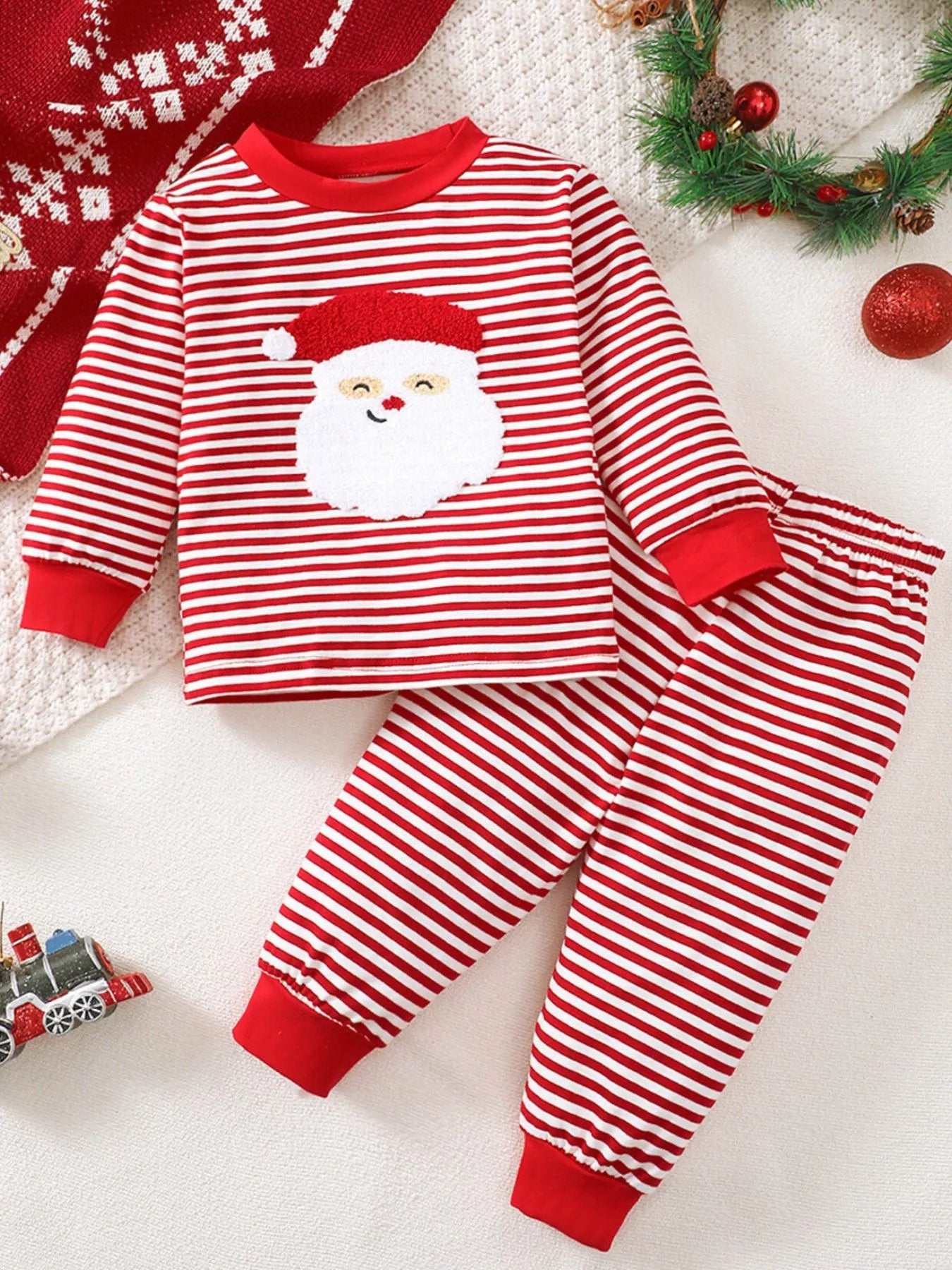 Children's Christmas Santa Striped Pajama Set - PBNJ FASHIONS