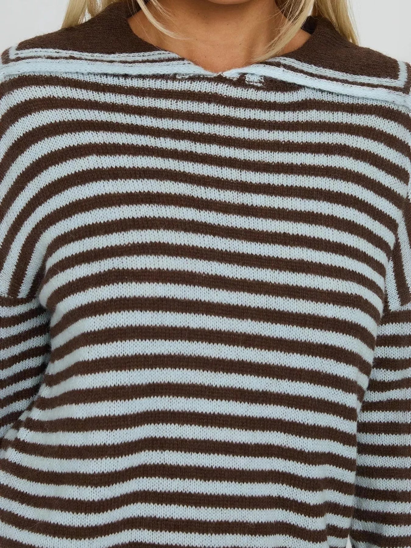 Striped Knit Dropped Shoulder Sweater - PBNJ FASHIONS