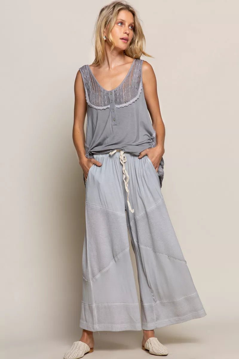 POL Elastic Waistband Wide Leg Pants with Drawstring - PBNJ FASHIONS