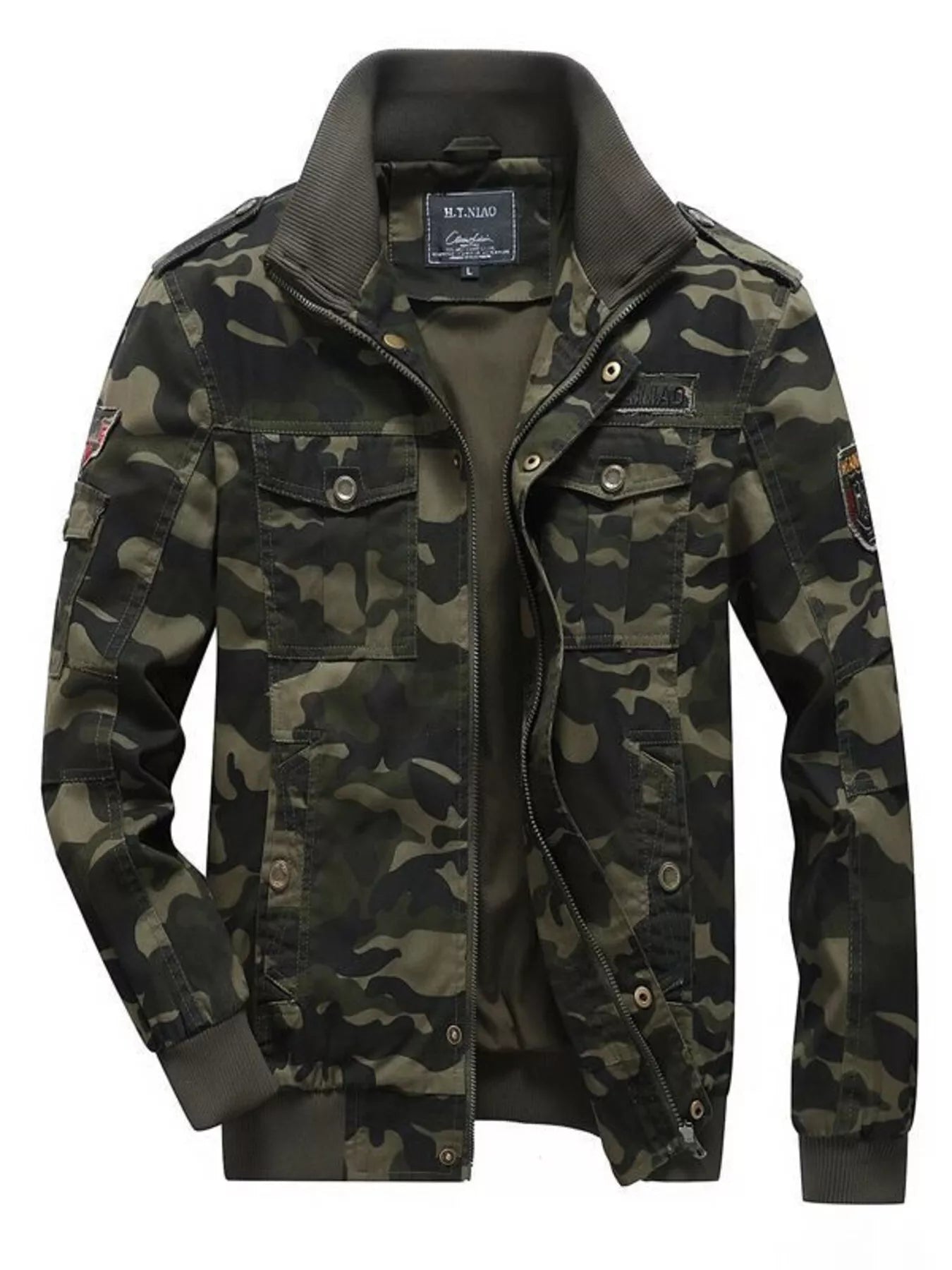 Men's Plus Size Camouflage Zip Up Jacket - PBNJ FASHIONS