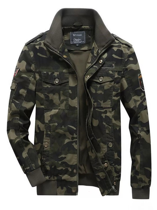 Men's Plus Size Camouflage Zip Up Jacket - PBNJ FASHIONS