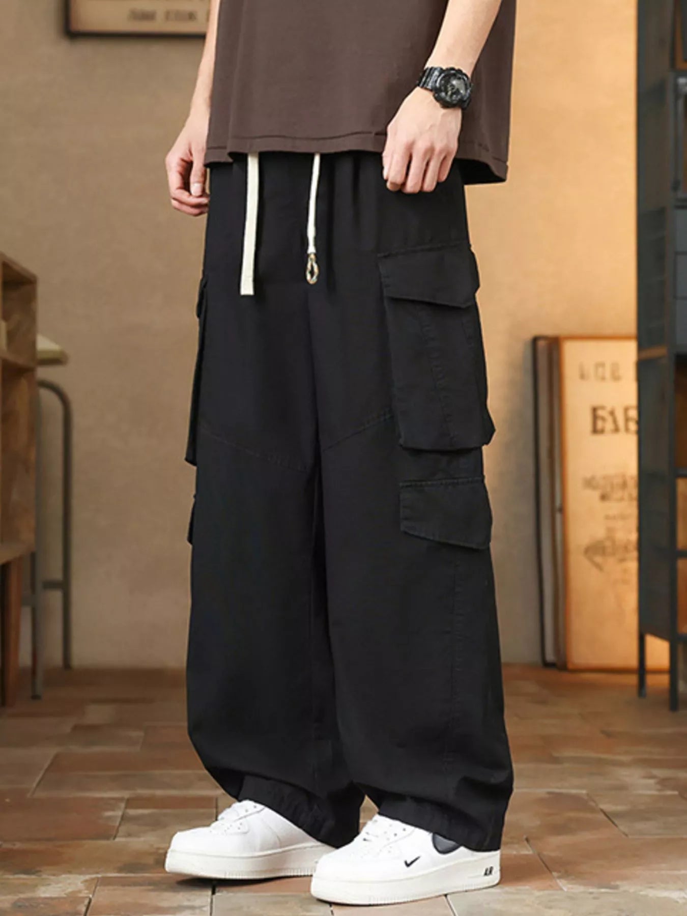 Men's Plus Size Loose Fit Cargo Pants with Drawstring - PBNJ FASHIONS