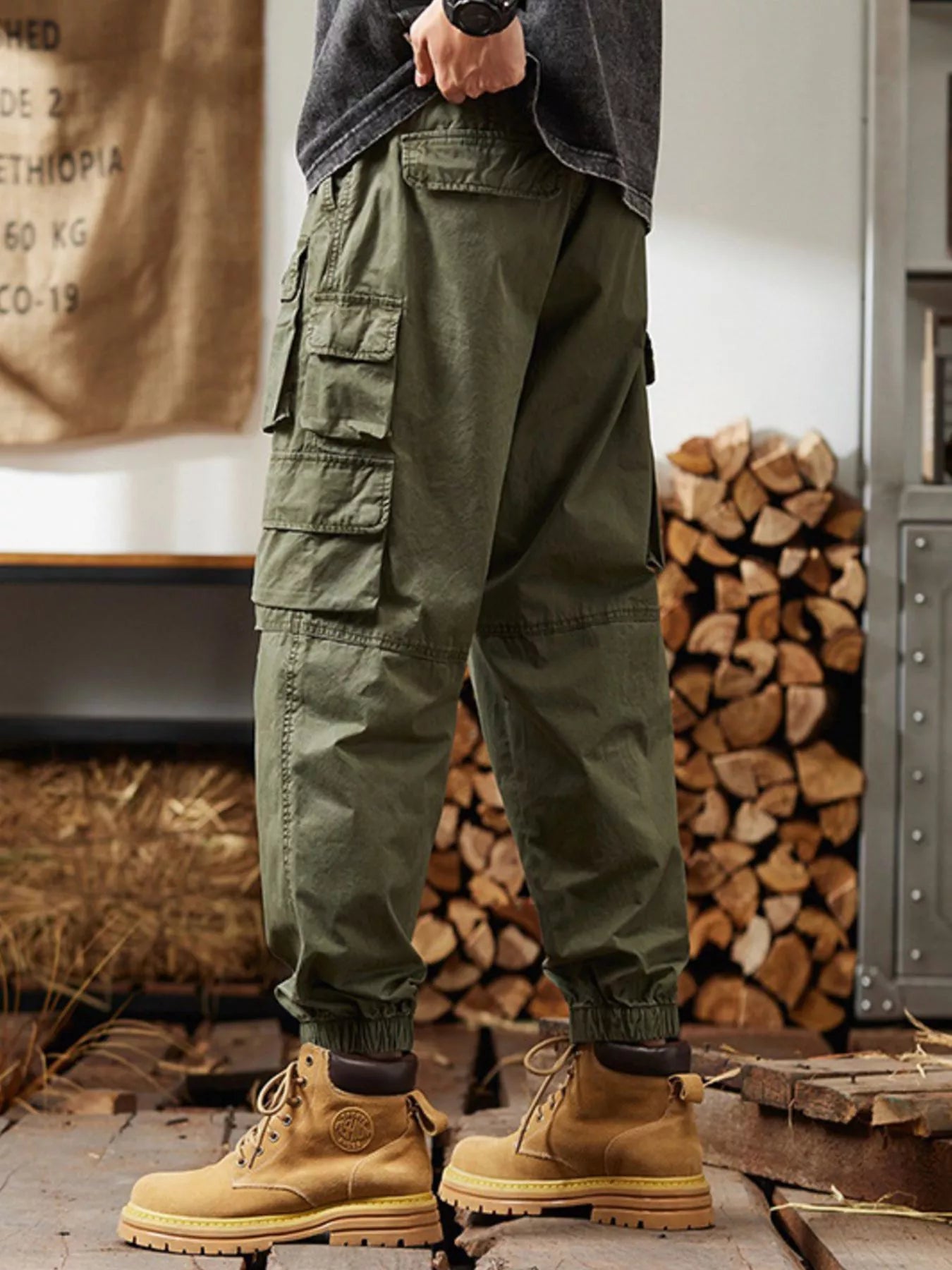 Men's Plus Size Relaxed Fit Multi - Pocket Cargo Pants - PBNJ FASHIONS