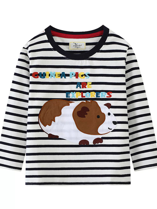 Children's Guinea Pig Explorer Striped Long Sleeve T-Shirt - PBNJ FASHIONS