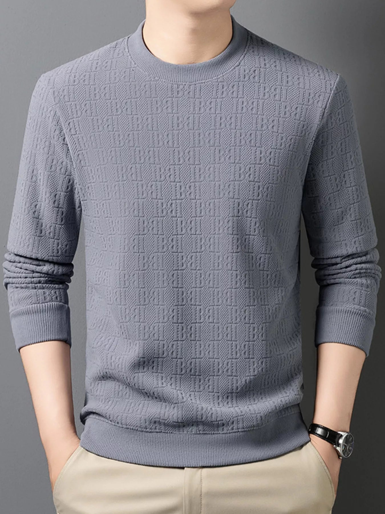 Men's Plus Size Textured Pattern Slim Fit Sweater - PBNJ FASHIONS