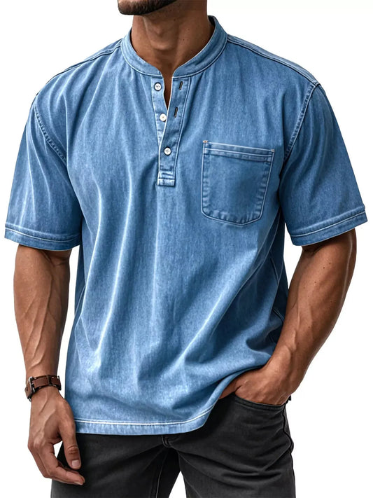 Men's Full Size Button Detail Short Sleeve Top Plus Size - PBNJ FASHIONS