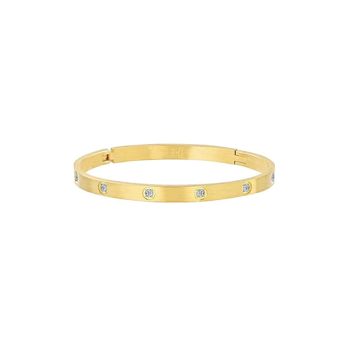 BG308G B.Tiff 8 - Stone Matte Gold Bangle Bracelet - PBNJ FASHIONS