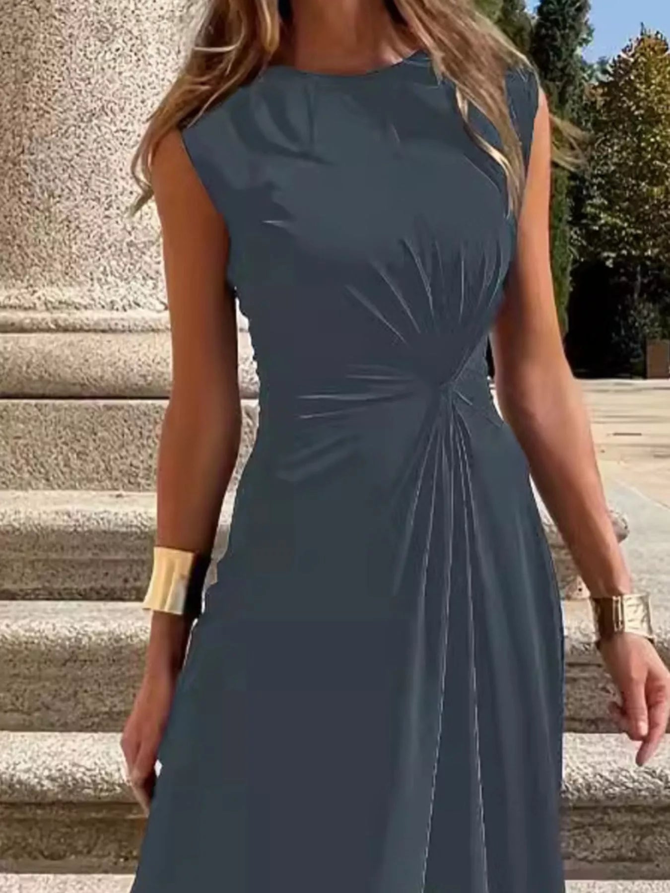 Twisted Round Neck Sleeveless Maxi Dress - PBNJ FASHIONS