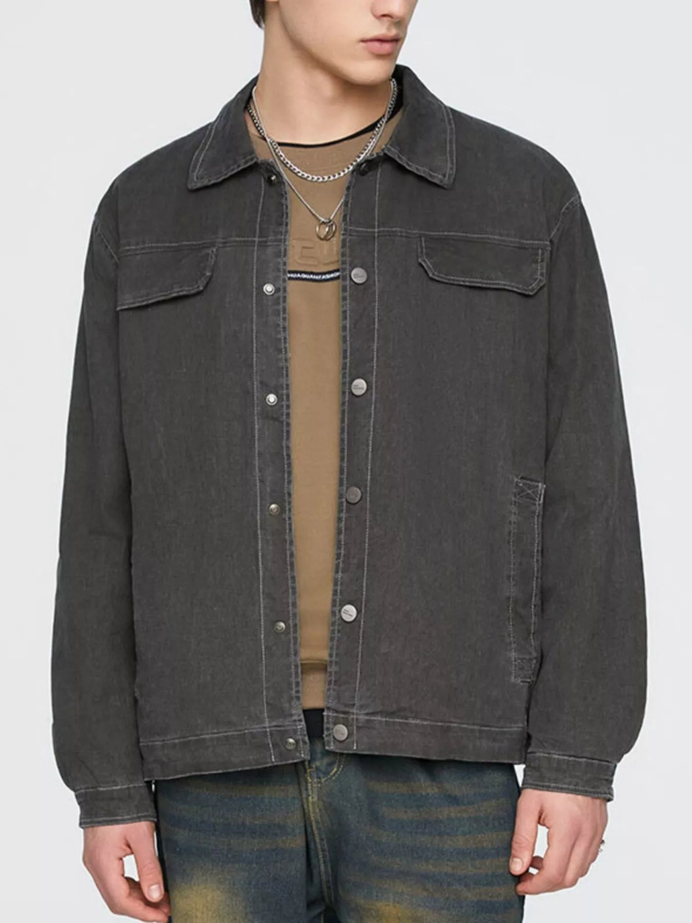 Men's Plus Size Button Up Long Sleeve Jacket - PBNJ FASHIONS