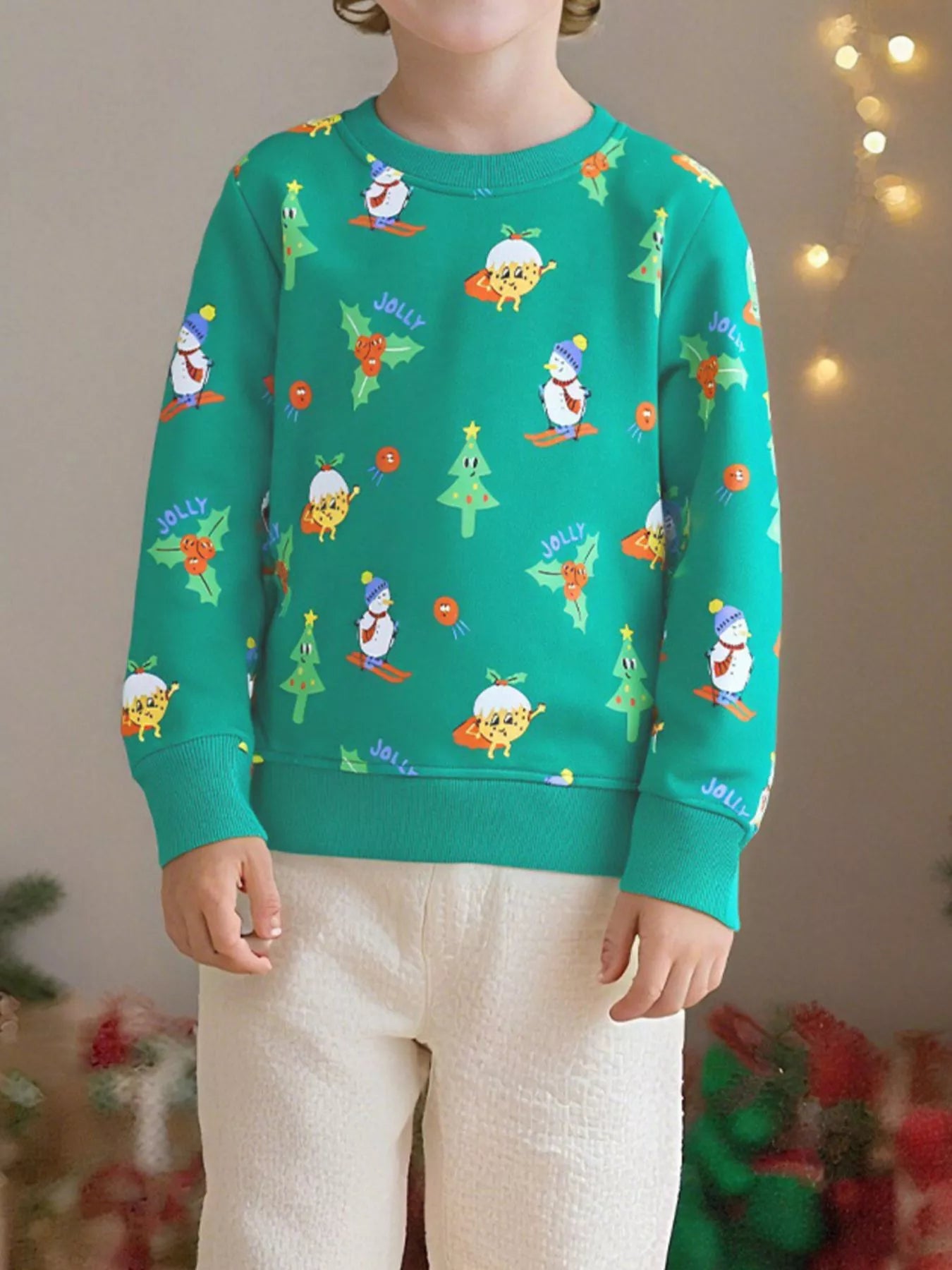 Children's Christmas Print Round Neck Sweatshirt - PBNJ FASHIONS