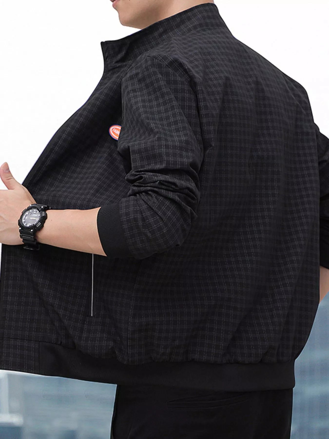 Men's Plus Size Plaid Lightweight Zip - Up Jacket - PBNJ FASHIONS