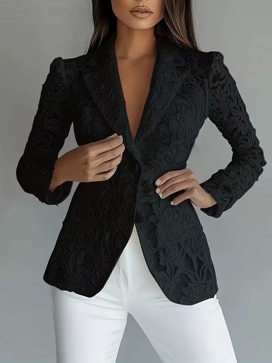 Lace Button Up Fitted Blazer - PBNJ FASHIONS