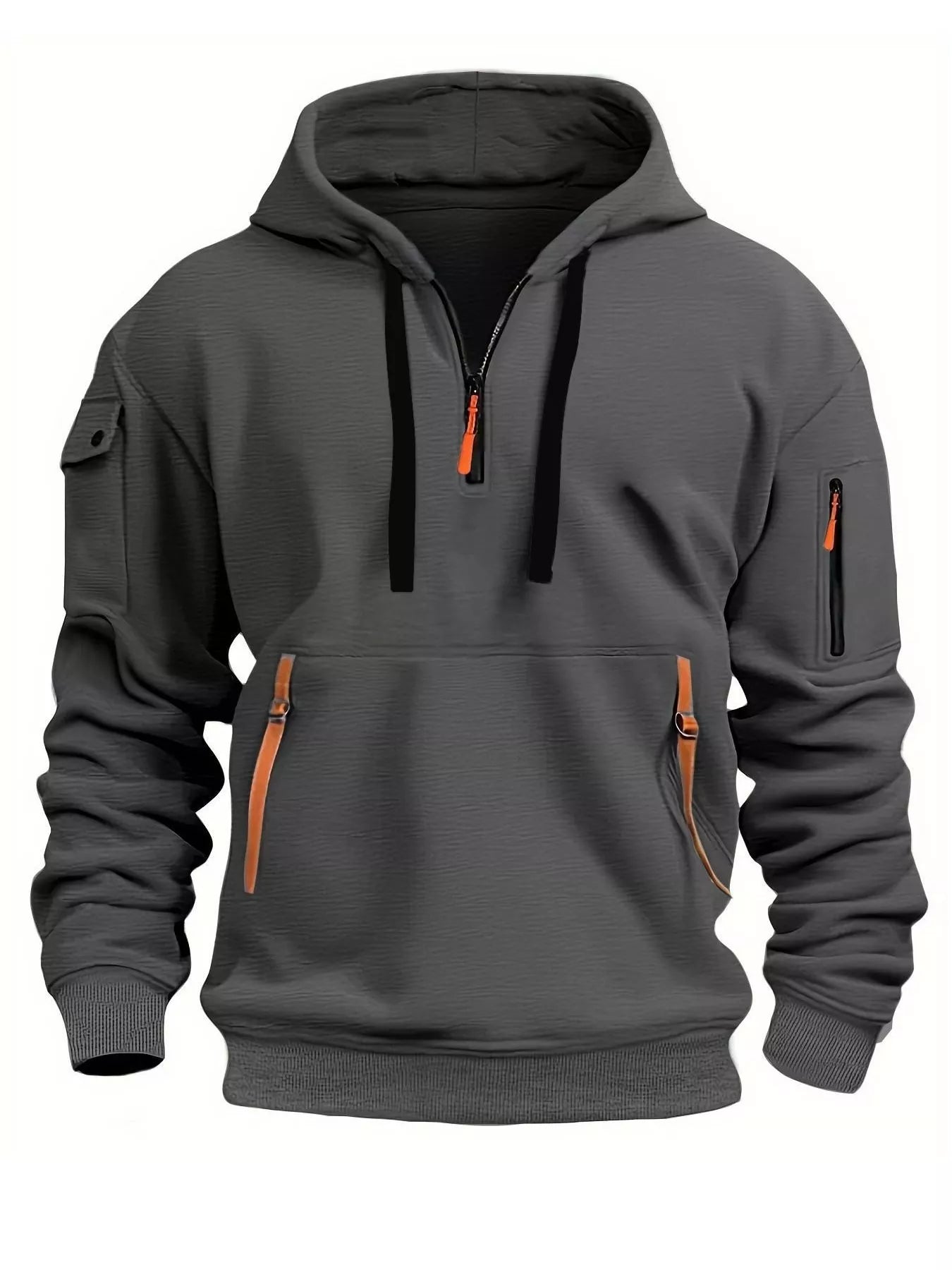 Men's Full Size Drawstring Half - Zip Pocket Hoodie Plus Size - PBNJ FASHIONS