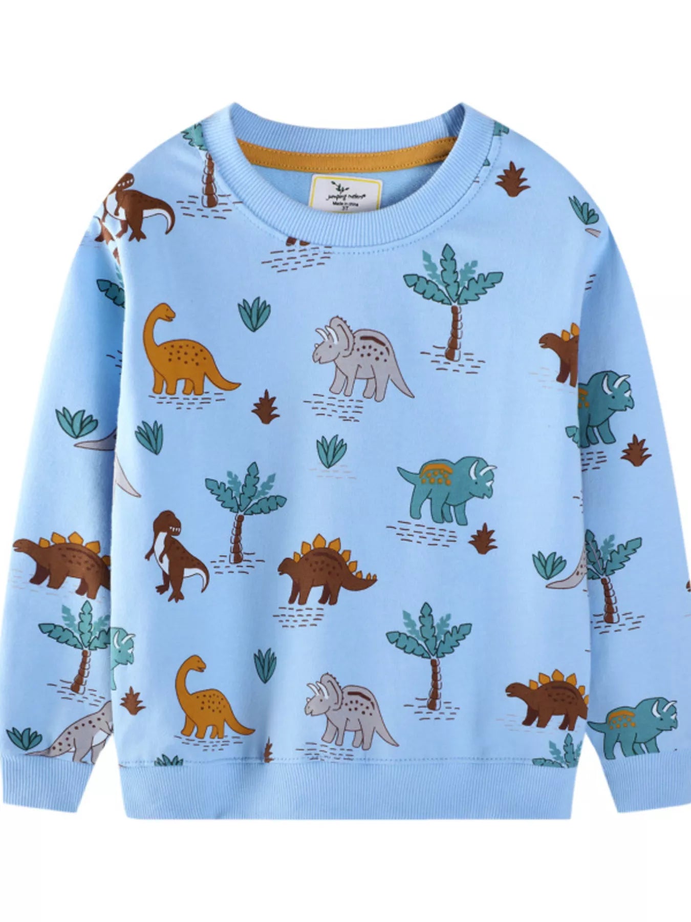 Children's Dinosaur Print Crew Neck Sweatshirt - PBNJ FASHIONS