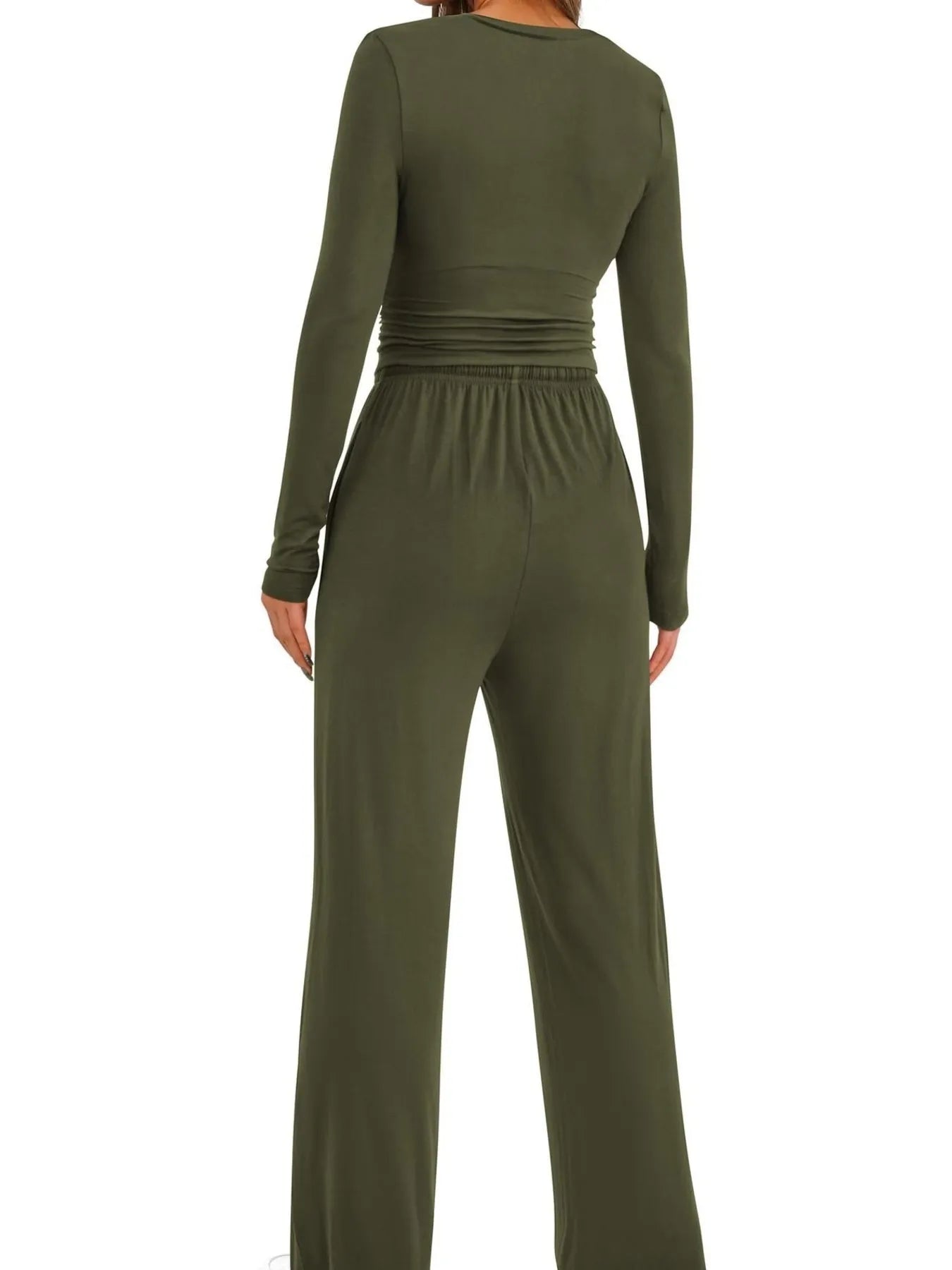 Round Neck Long Sleeve Top and Pants Set - PBNJ FASHIONS