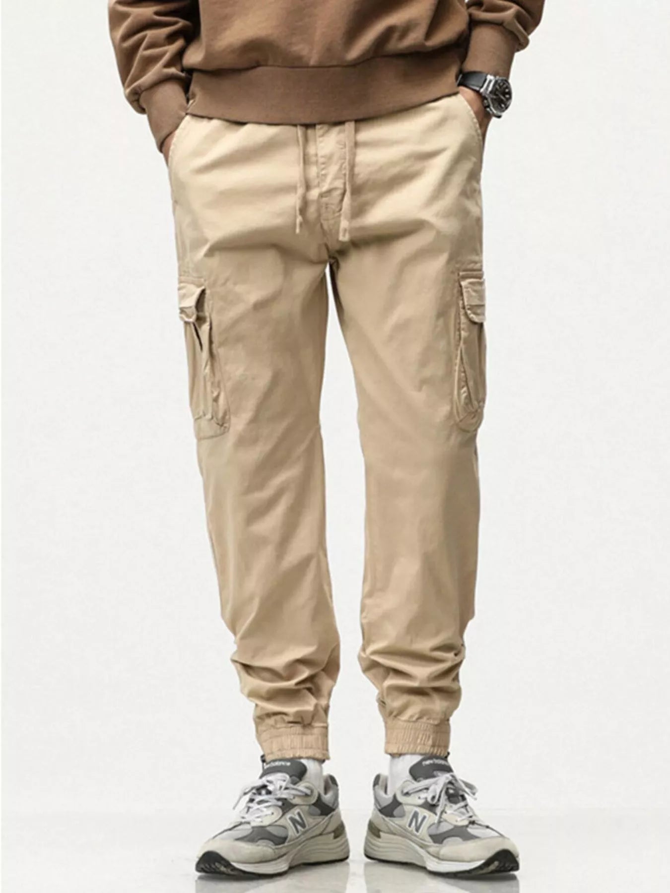 Men's Full Size Casual Cargo Pants with Drawstring Waist Plus Size - PBNJ FASHIONS