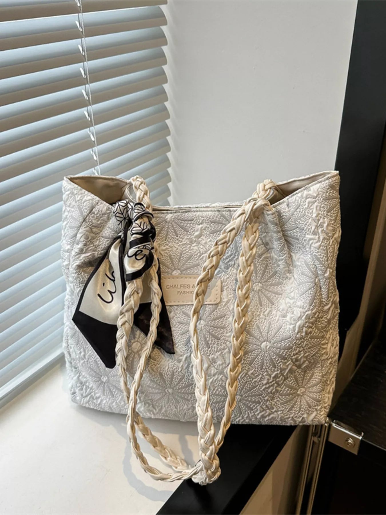 Braided Handle Tote Bag - PBNJ FASHIONS