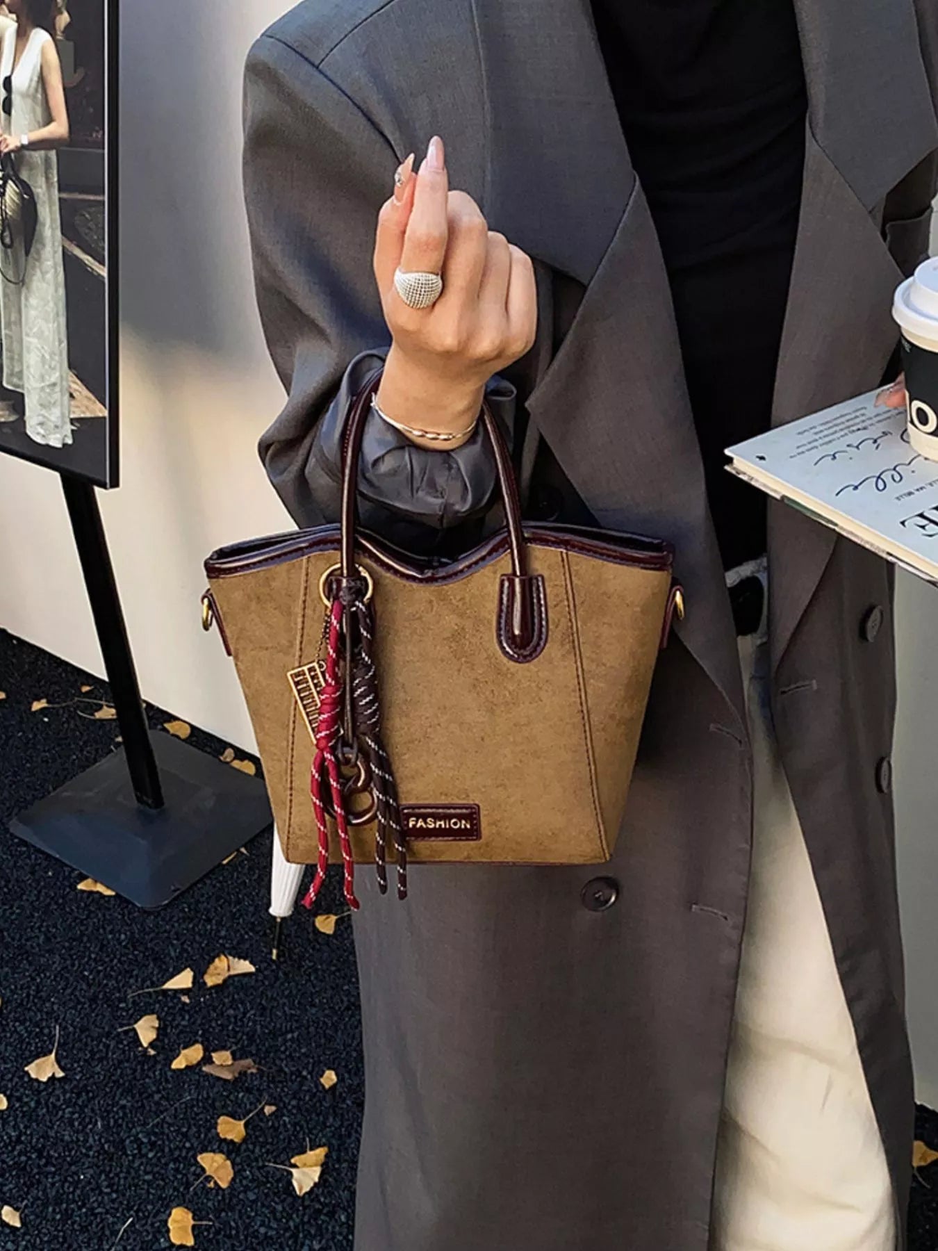 Suede Leather Strap Tote Bag - PBNJ FASHIONS
