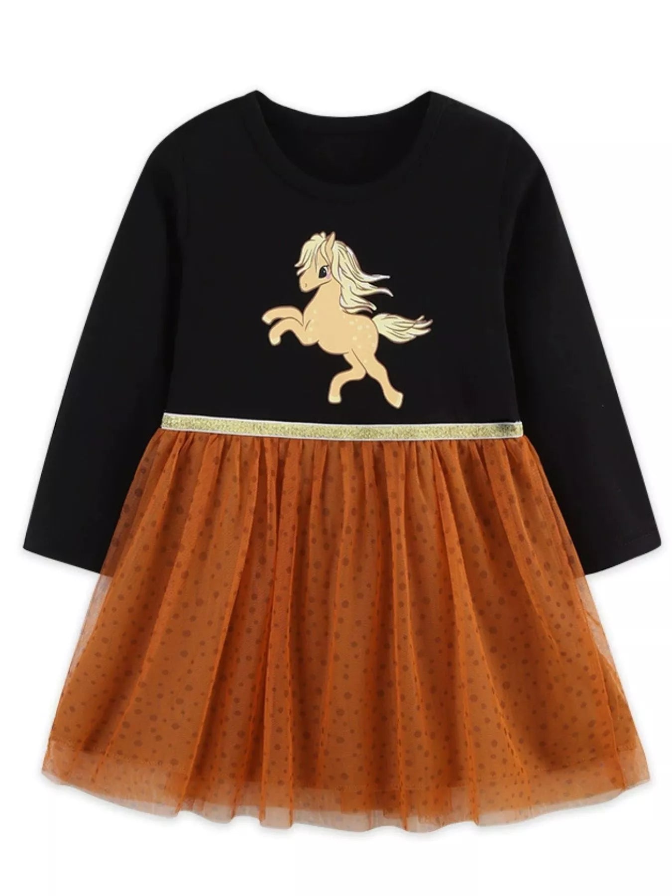Children's Horse Long Sleeve Tulle Dress - PBNJ FASHIONS