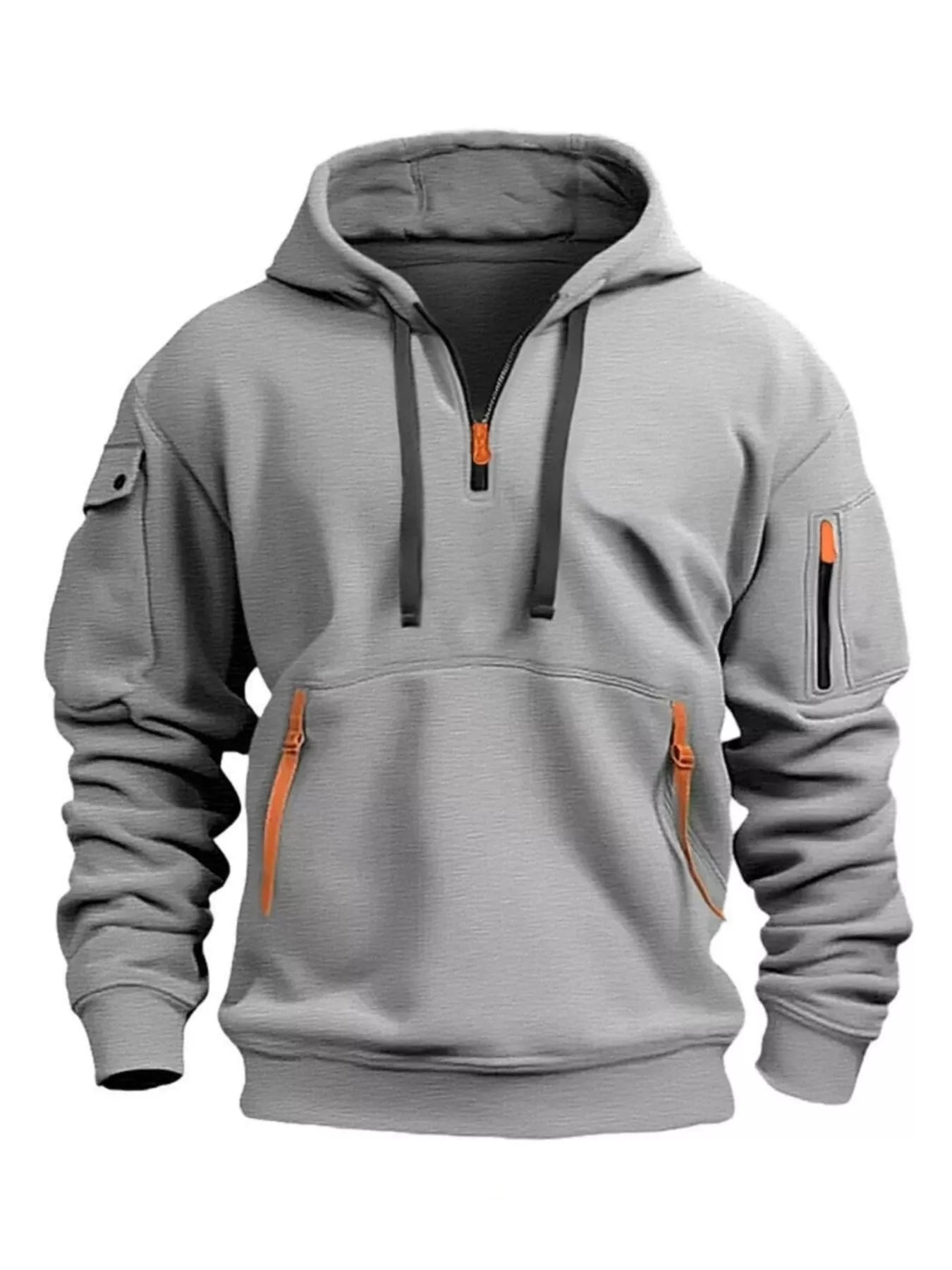 Men's Full Size Drawstring Half - Zip Pocket Hoodie Plus Size - PBNJ FASHIONS