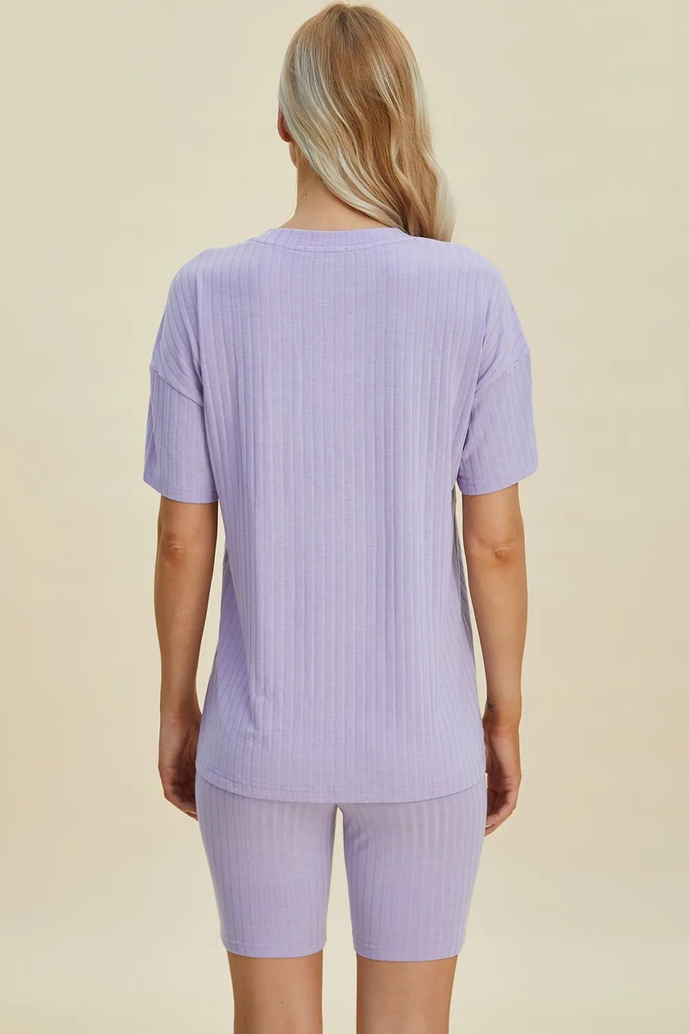Basic Bae Full Size Ribbed V - Neck Short Sleeve Top and Shorts Set - PBNJ FASHIONS