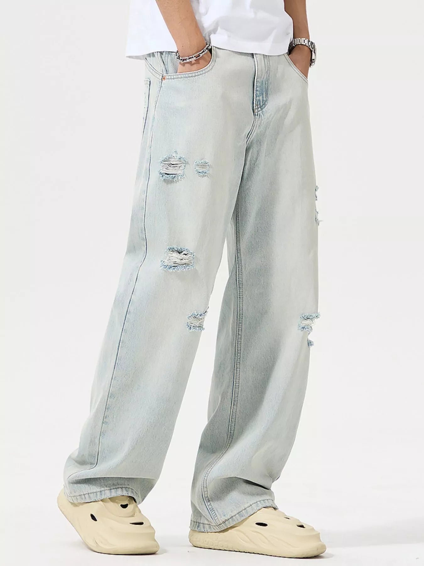 Men's Full Size Distressed Wide Leg Jeans Plus Size - PBNJ FASHIONS