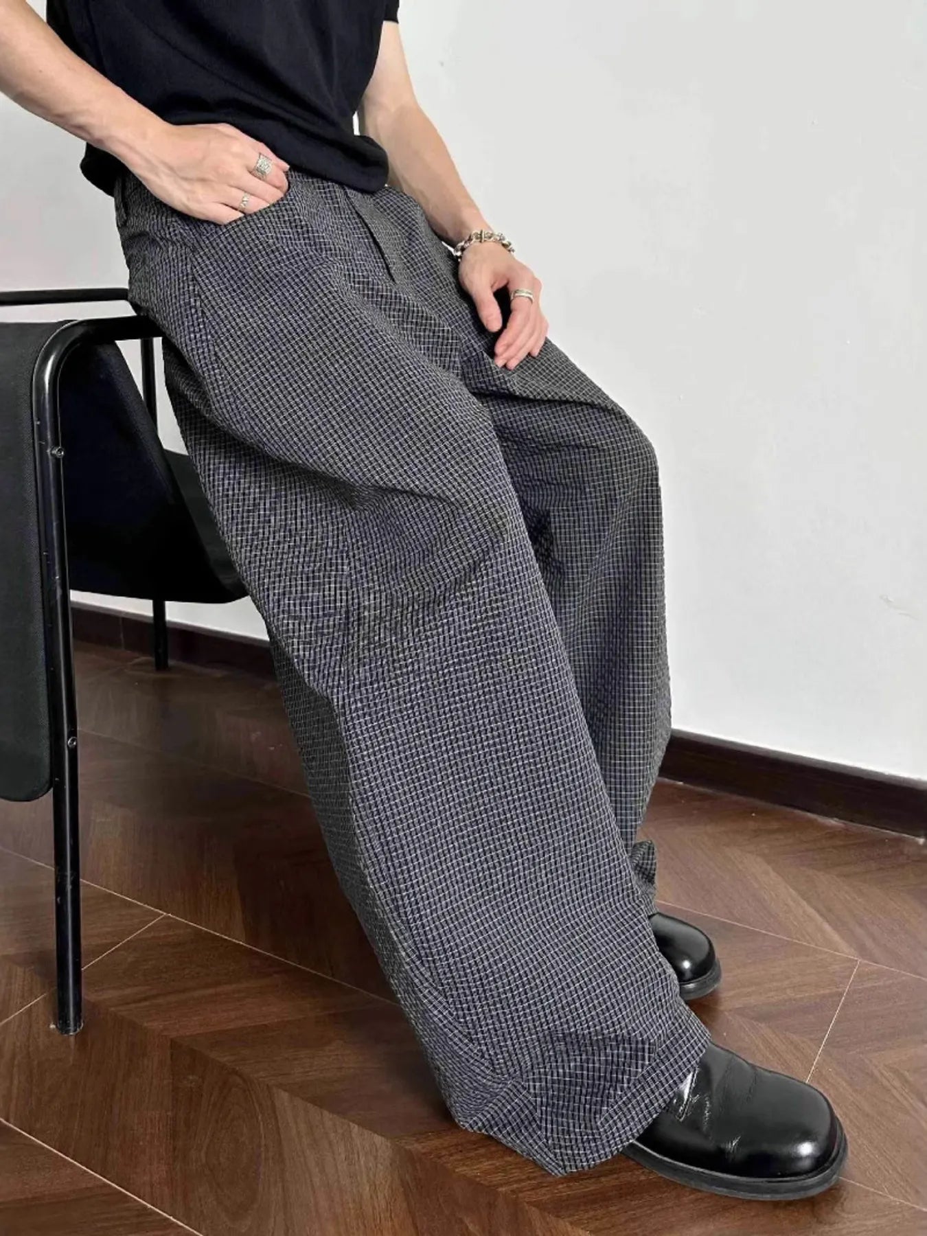 Men's Wide Leg Plaid Pants - PBNJ FASHIONS