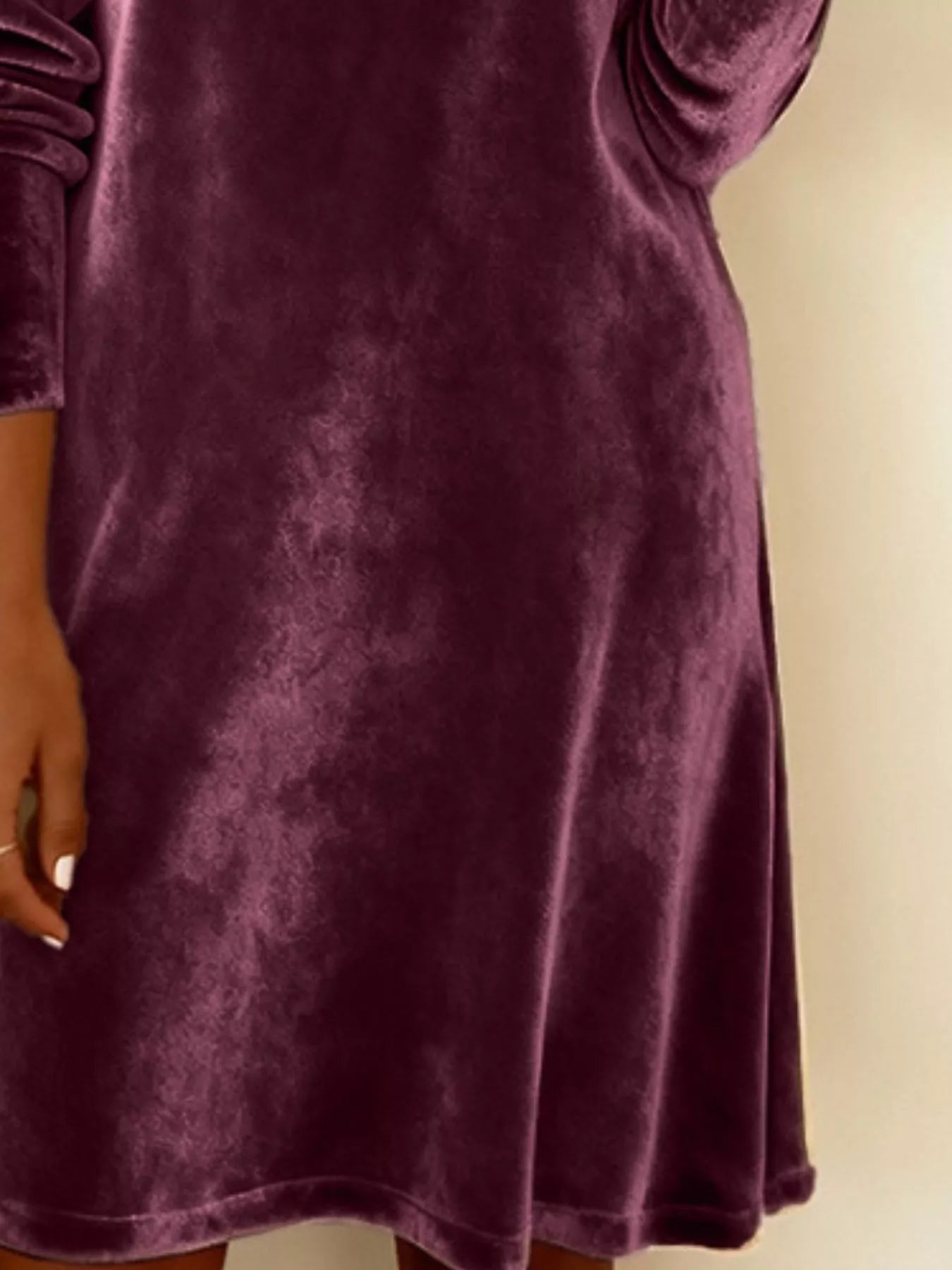 Velvet Cowl Neck Long Sleeve Mini Dress - PBNJ FASHIONS