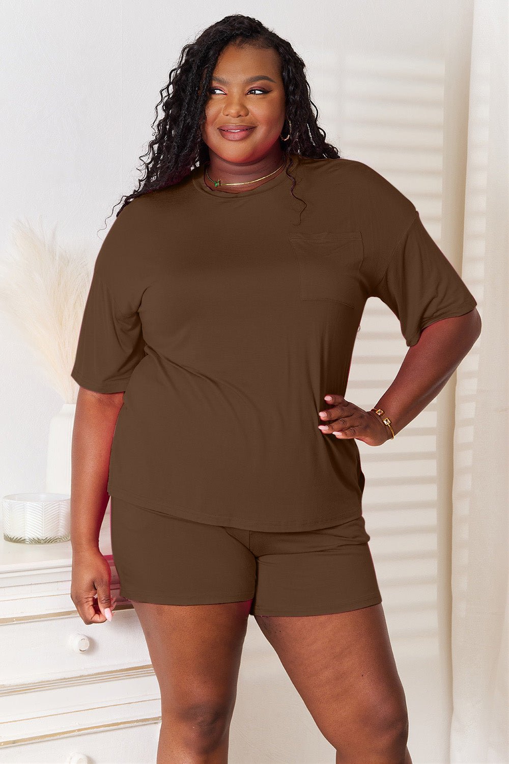 Basic Bae Full Size Soft Rayon Half Sleeve Top and Shorts Set - PBNJ FASHIONS