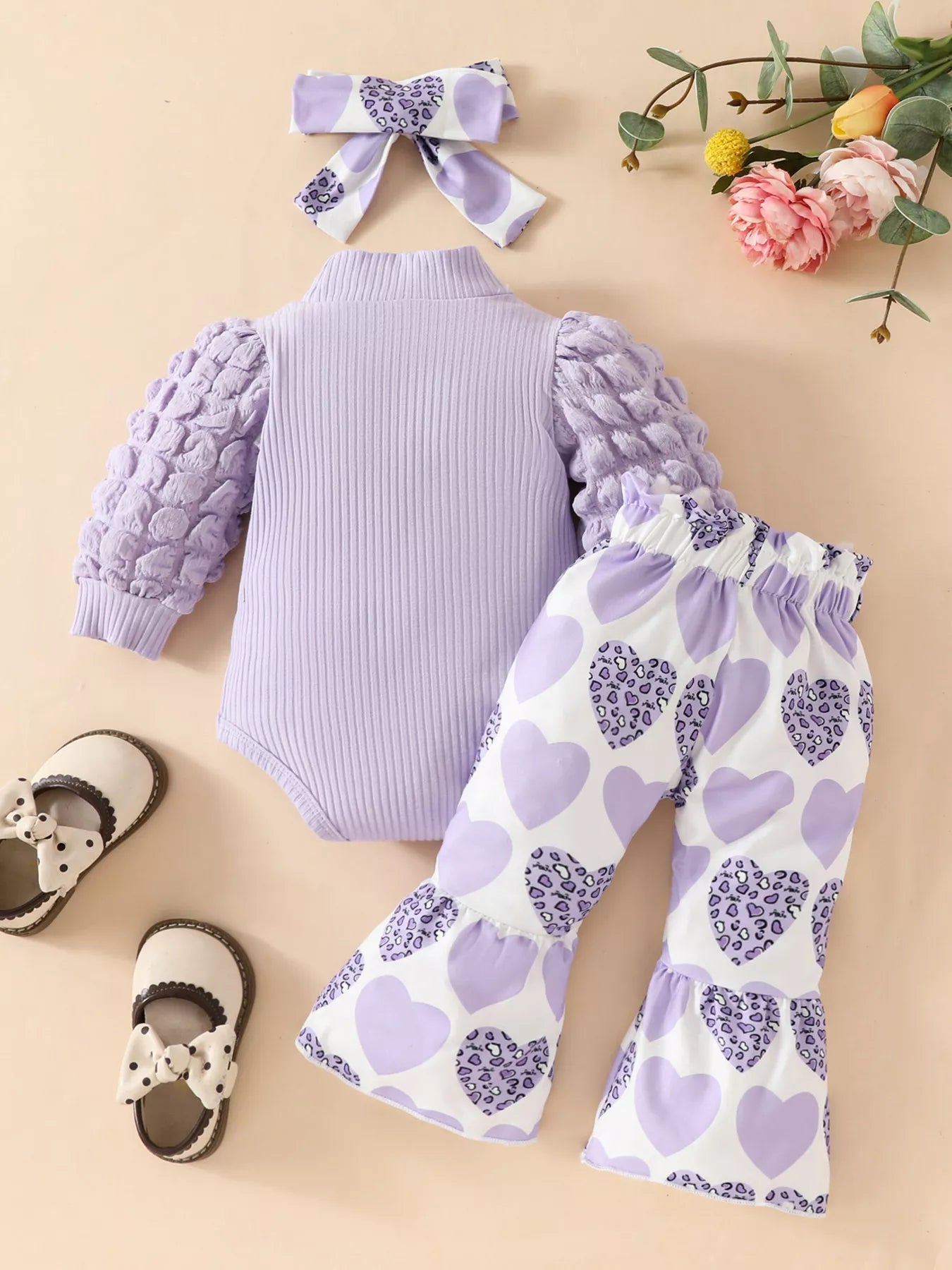 Children's Bubble Texture Long Sleeve Top and Pants Set with Headband - PBNJ FASHIONS
