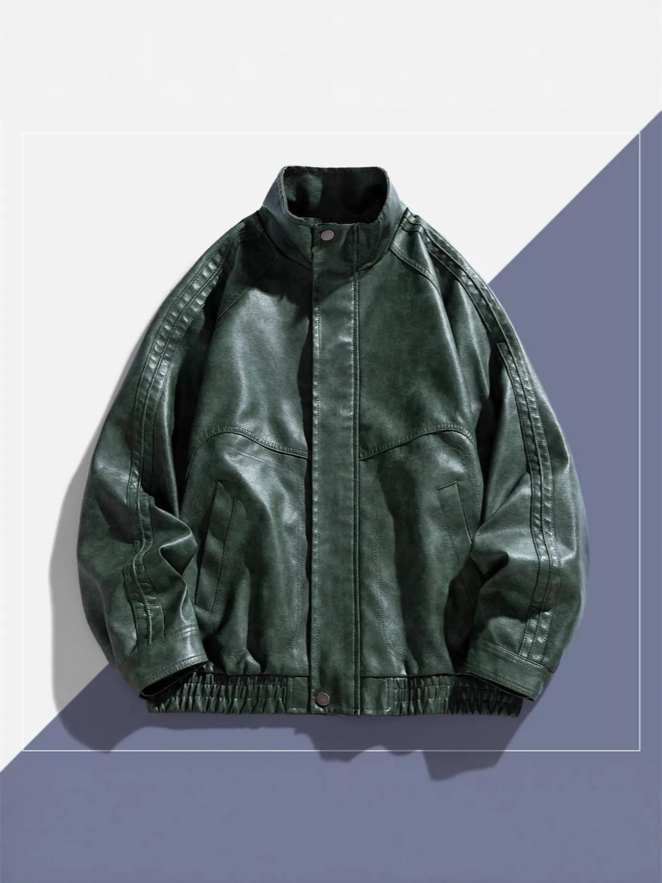 Men's Plus Size Vintage Style Faux Leather Moto Jacket - PBNJ FASHIONS