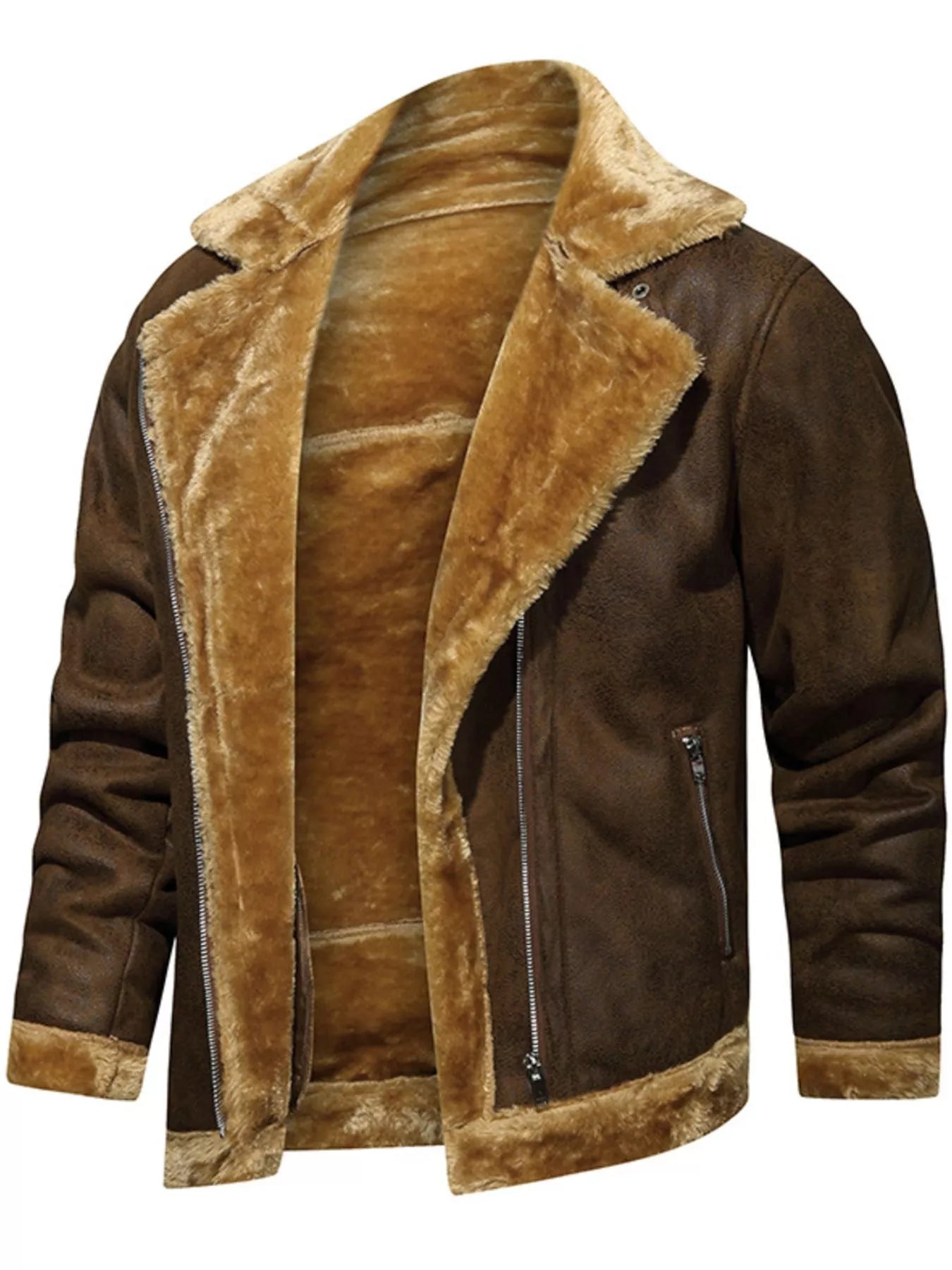 Men's Plus Size Zip Up Fuzzy Outerwear - PBNJ FASHIONS