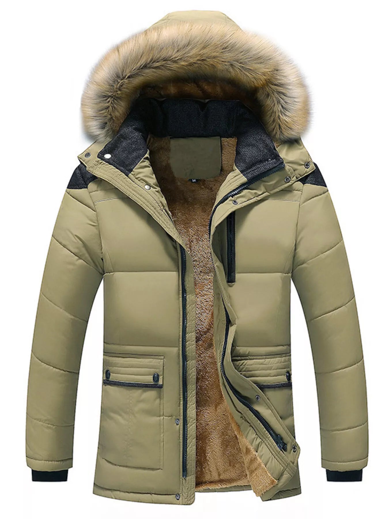 Men's Plus Size Fur Hooded Winter Parka Jacket - PBNJ FASHIONS