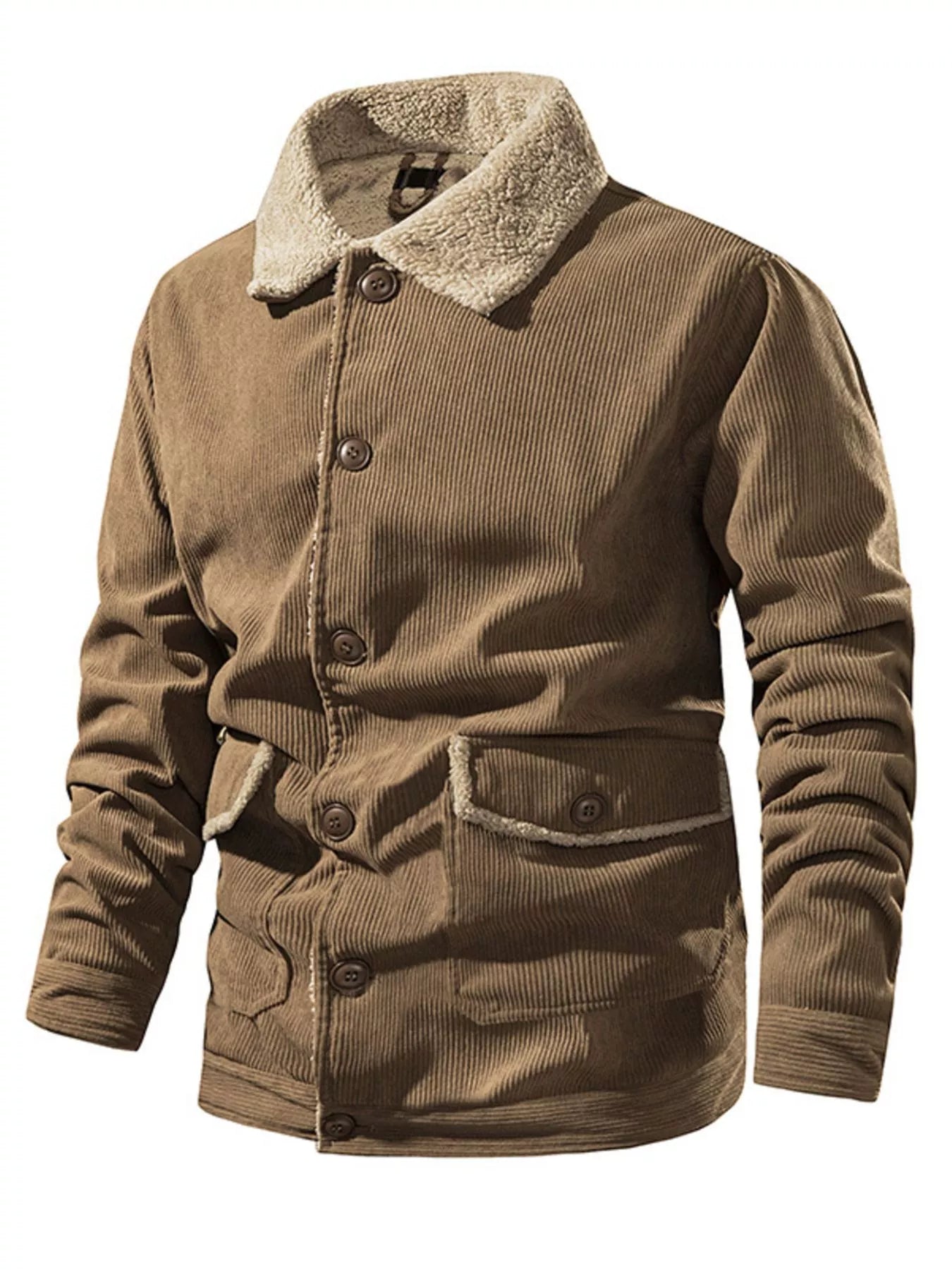 Men's Corduroy Sherpa Lined Button - Up Jacket - PBNJ FASHIONS