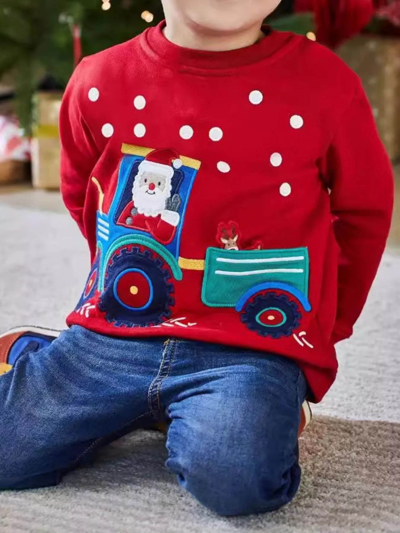 Children's Santa Tractor Crew Neck Sweatshirt - PBNJ FASHIONS