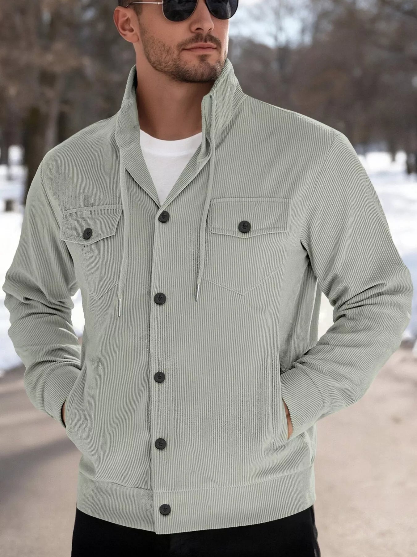 Men's Full Size Casual Corduroy Button - Down Jacket Plus Size - PBNJ FASHIONS