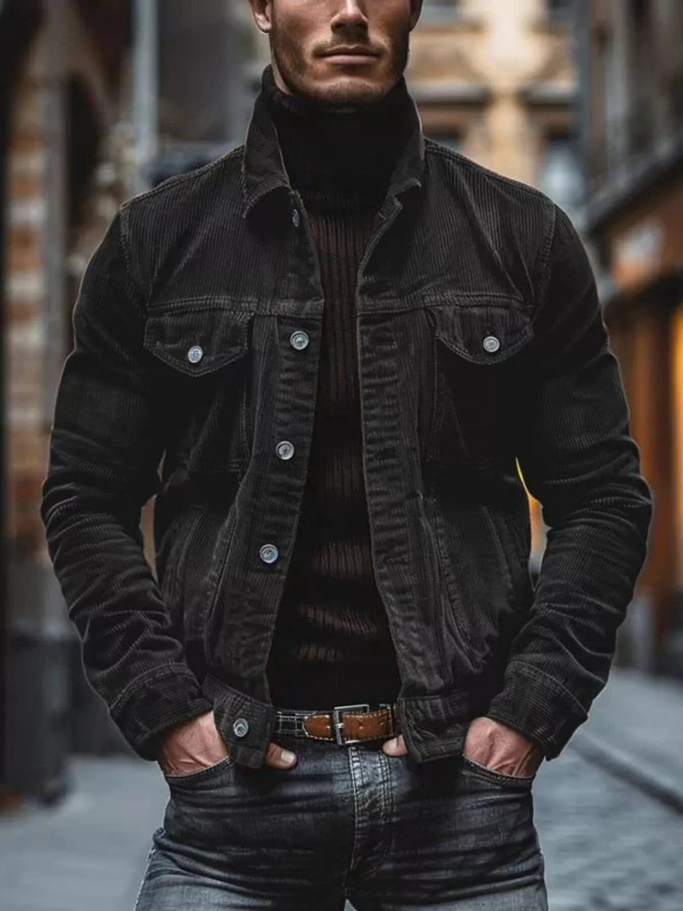 Men's Full Size Corduroy Button - Down Jacket Plus Size - PBNJ FASHIONS