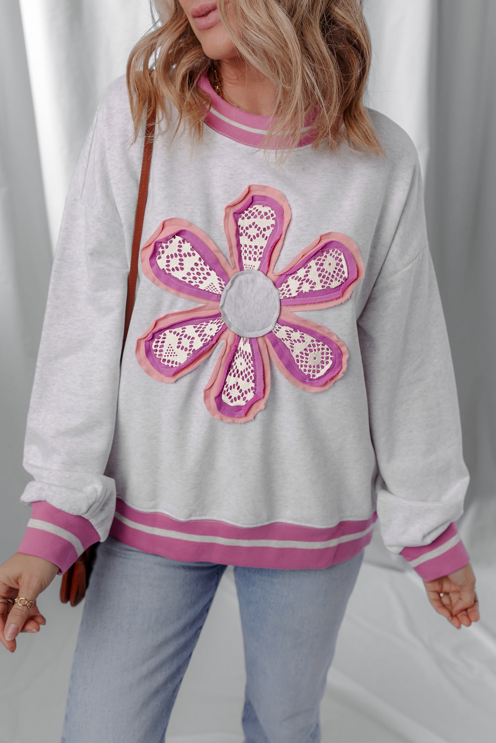 Caroline Flower Crew Neck Sweatshirt-4