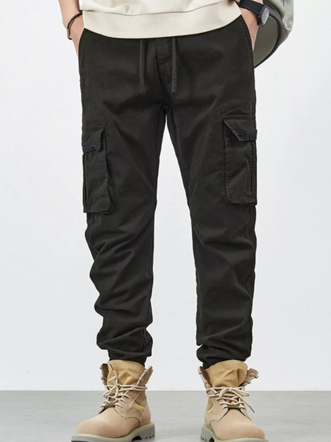 Men's Casual Cargo Pants with Drawstring - PBNJ FASHIONS