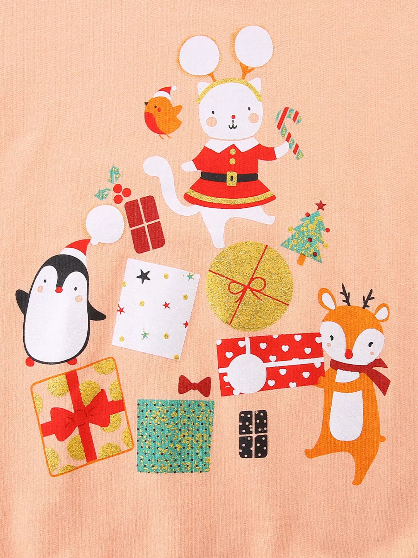 Children's Christmas Print Round Neck Sweatshirt - PBNJ FASHIONS