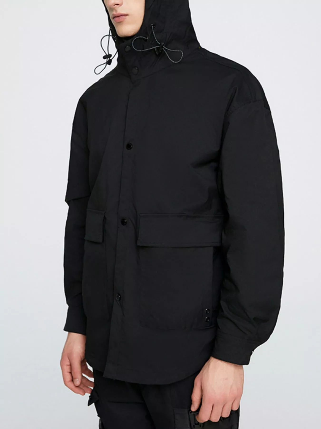 Men's Plus Size Urban Style Hooded Snap Down Jacket - PBNJ FASHIONS
