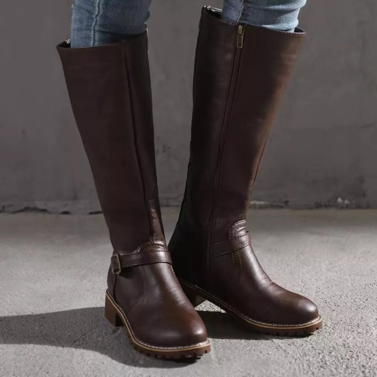 Round Toe Block Heels Boots - PBNJ FASHIONS